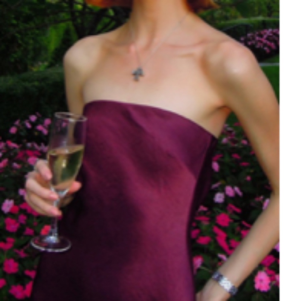 Aritzia Charmaine Satin Dress  Strapless Satin Slip Maxi L Burgundy Colour NWOT